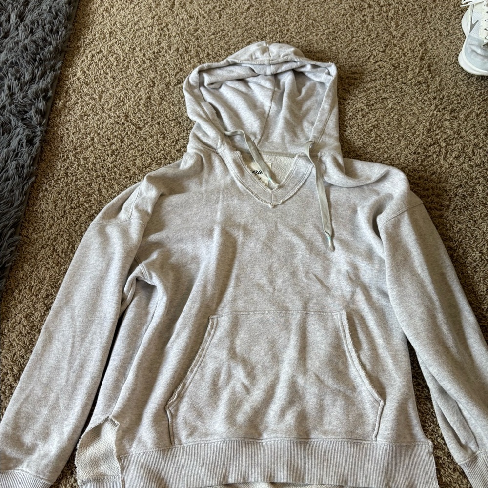 Light Gray V-Neck Women's Hoodie Sweater